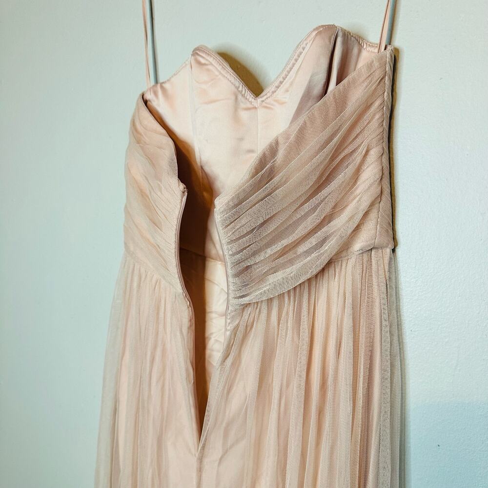AMSALE Women's Blush Pink Sweetheart Neckline Wedding Chiffon Maxi Dress Size 2 - Picture 6 of 12